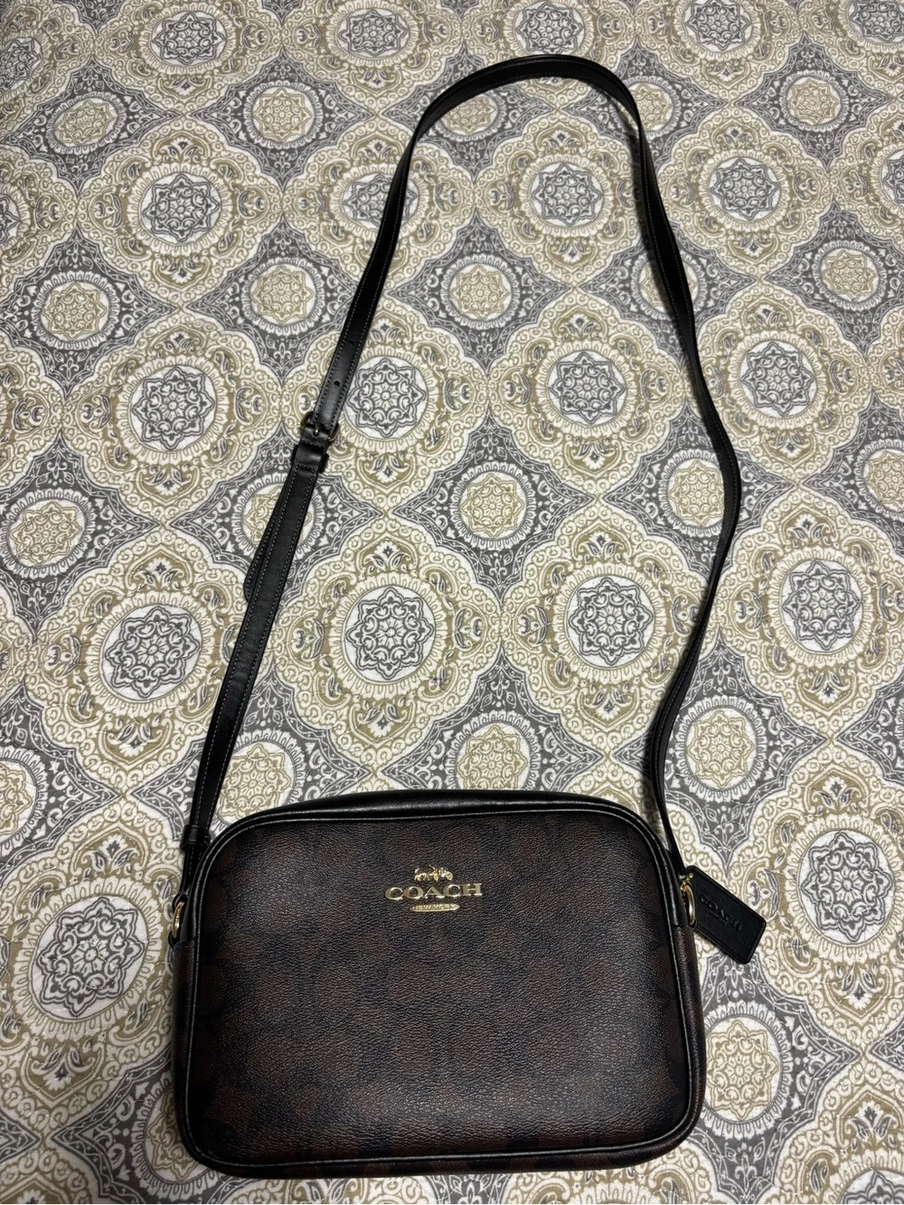 Coach Brown and Black Signature Messenger Crossbody
